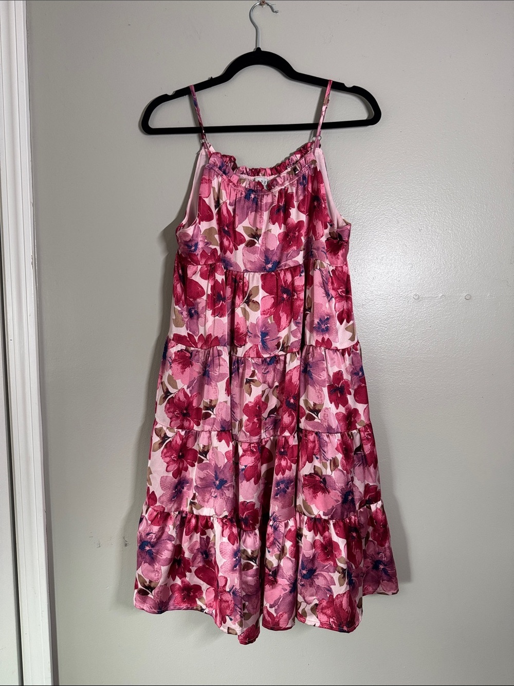 Floral Pink Tiered Sundress with Adjustable Straps